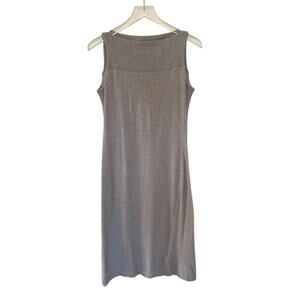 James Perse A-Line Sleeveless Knit Sweater Dress 4 L/XL Gray Midi Length